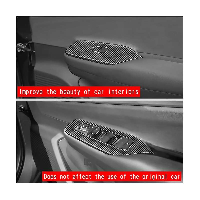 Car Carbon Fiber Interior Door Armrest Window Glass Switch Frame Panel Trims 4pcs for Prius 60 Seri