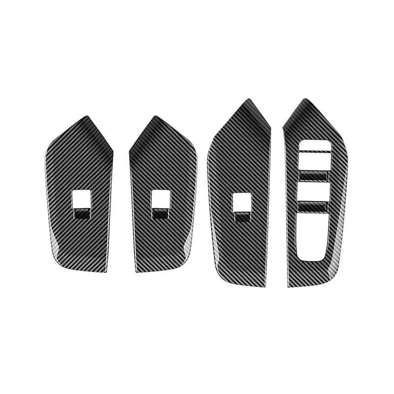 Car Carbon Fiber Interior Door Armrest Window Glass Switch Frame Panel Trims 4pcs for Prius 60 Seri