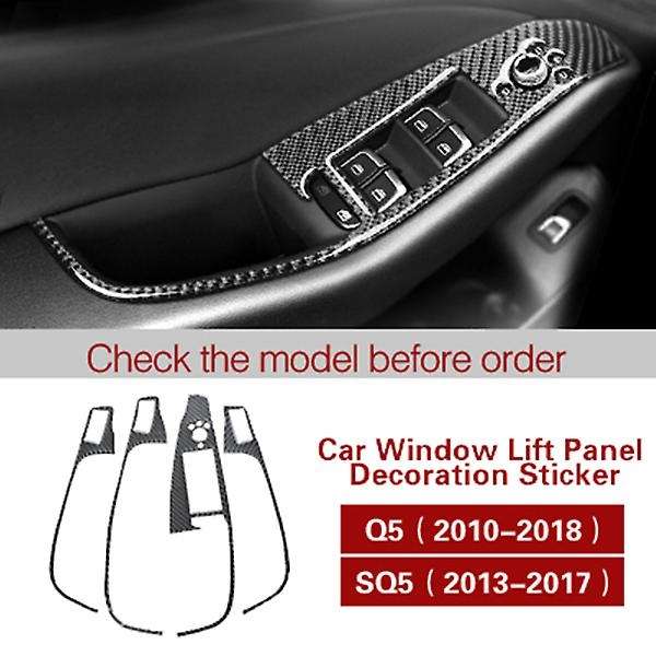 Car Carbon Fiber Interior Decoration Window Control Switch Panel Cover Sticker for  Q5 (2010-2018) S