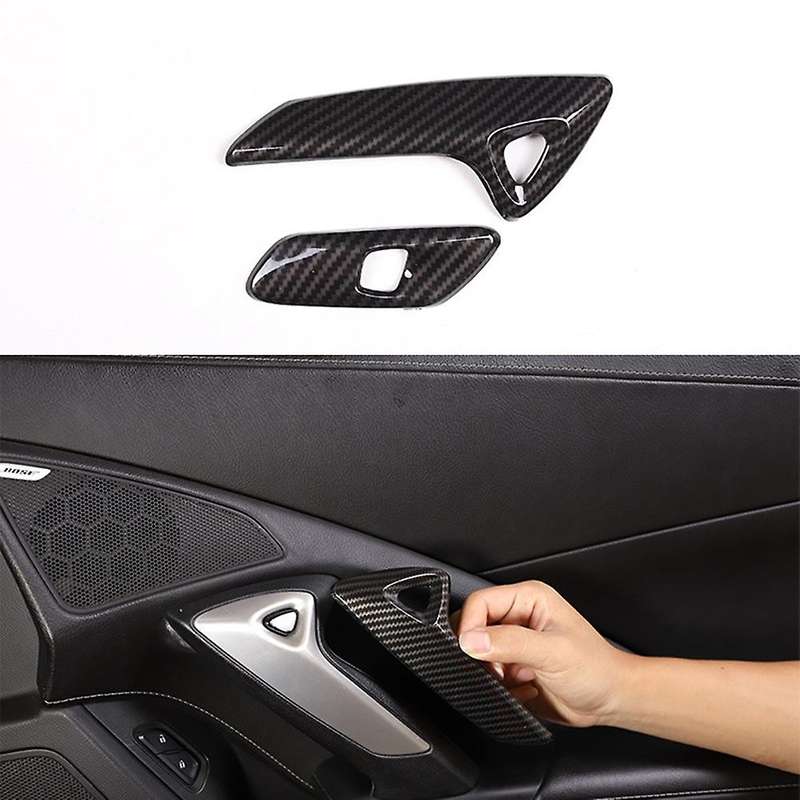 Car Carbon Fiber Interior Inner Electric Door Lock Switch Cover Frame Sticker for Corvette C7 2014-