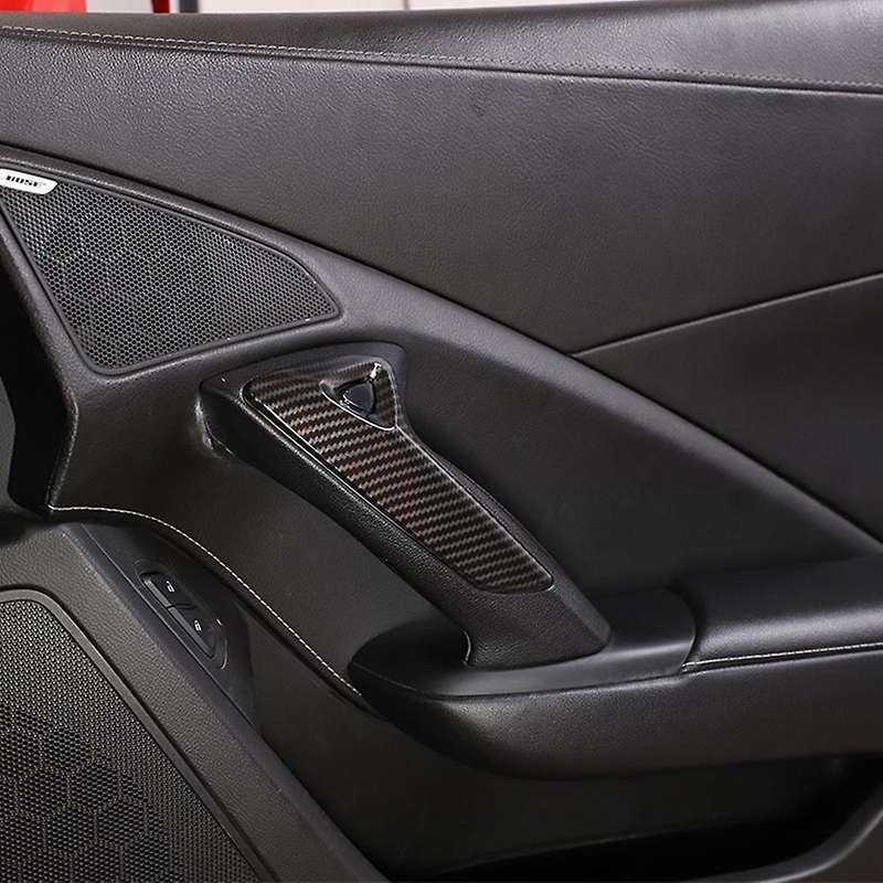 Car Carbon Fiber Interior Inner Electric Door Lock Switch Cover Frame Sticker for Corvette C7 2014-