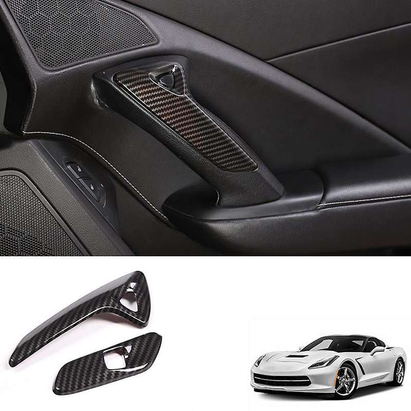 Car Carbon Fiber Interior Inner Electric Door Lock Switch Cover Frame Sticker for Corvette C7 2014-