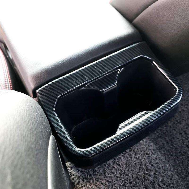 Car Carbon Fiber Interior Rear Seat Armrest Cup Holder Cover Trim for 2015-2020 Accessories
