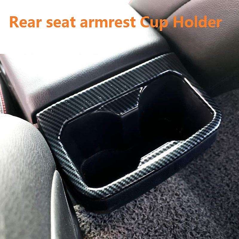 Car Carbon Fiber Interior Rear Seat Armrest Cup Holder Cover Trim for 2015-2020 Accessories