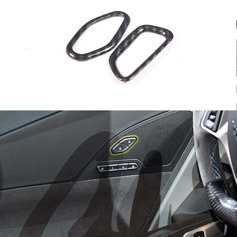 Car Carbon Fiber Interior Inner Door Lock Switch Cover Decoration Sticker for Corvette C7 2014-2019