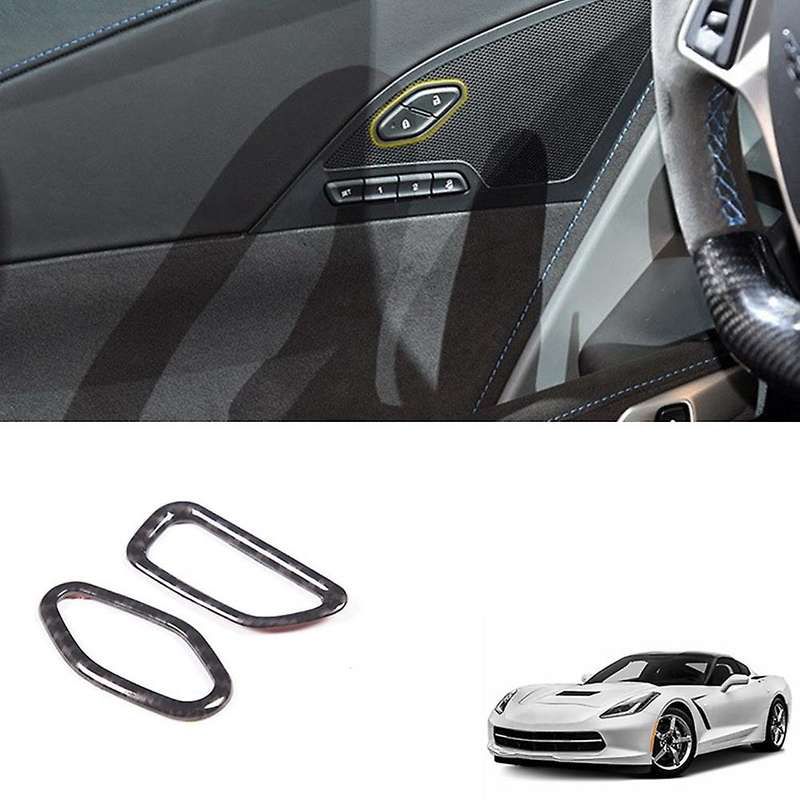 Car Carbon Fiber Interior Inner Door Lock Switch Cover Decoration Sticker for Corvette C7 2014-2019