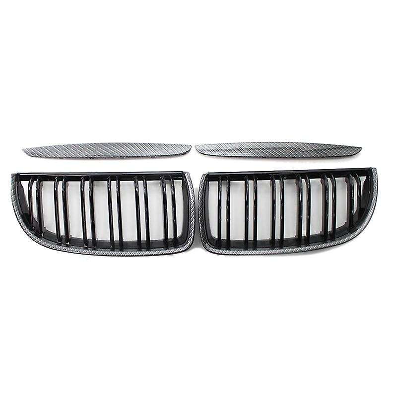 Car Carbon Fiber Look Front Kidney Grille Slats Grill for 3 Series E90 E91 2005-2008