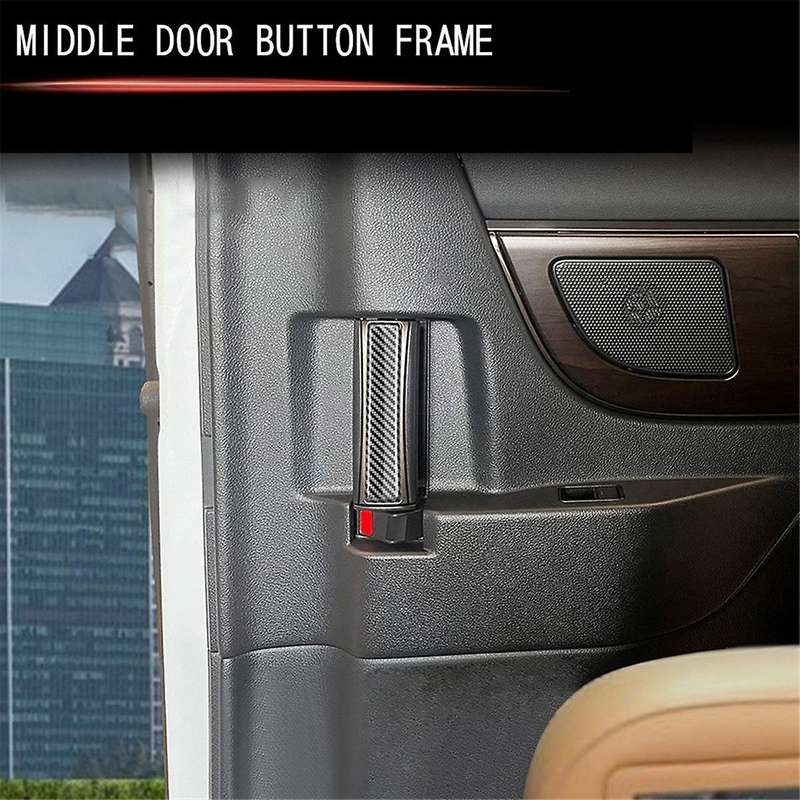 Car Carbon Fiber Middle Door Button Frame Trim Sticker Interior Accessories for Alphard/Vellfire 40