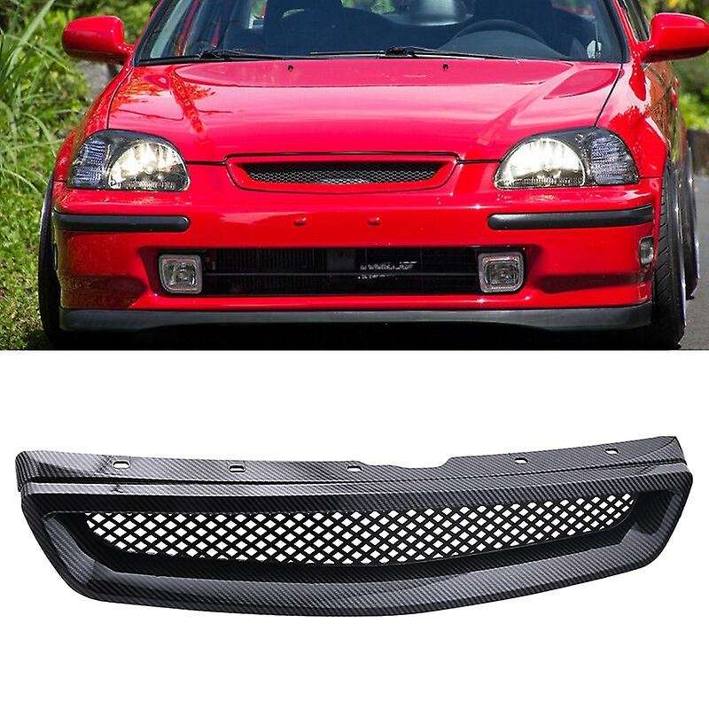 Car Carbon Fiber Mesh ABS Front Hood Grille Grill for JDM Type R 1999-2000
