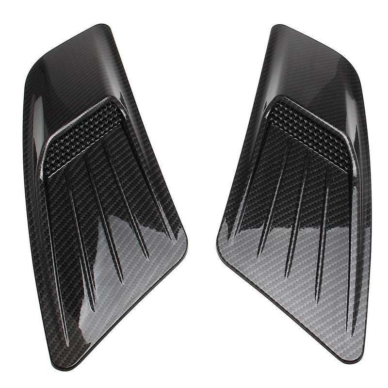 Car Carbon Fiber Look Front Hood Air Intake Trim Scoop Vent Guards for 2015-2017