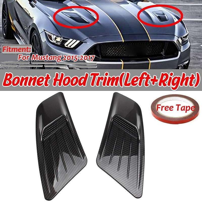 Car Carbon Fiber Look Front Hood Air Intake Trim Scoop Vent Guards for 2015-2017