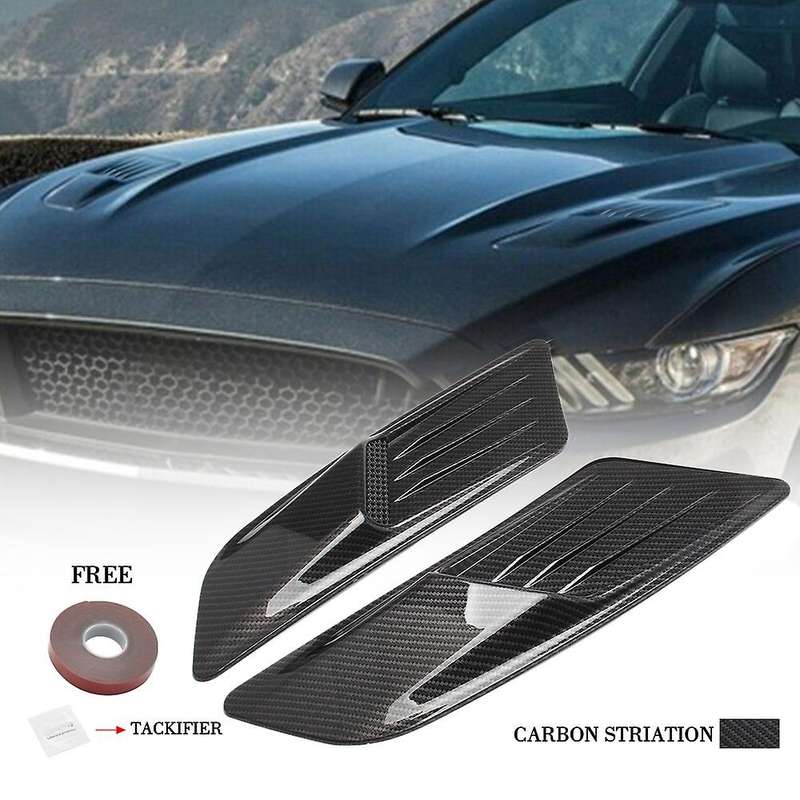 Car Carbon Fiber Look Front Hood Air Intake Trim Scoop Vent Guards for 2015-2017