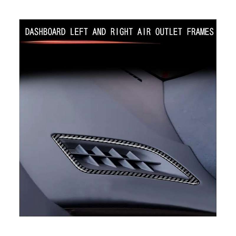 Car Carbon Fiber Pattern Front Dashboard Air Condition Vent Outlet Cover Trim for Alphard 40 Series