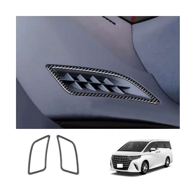 Car Carbon Fiber Pattern Front Dashboard Air Condition Vent Outlet Cover Trim for Alphard 40 Series