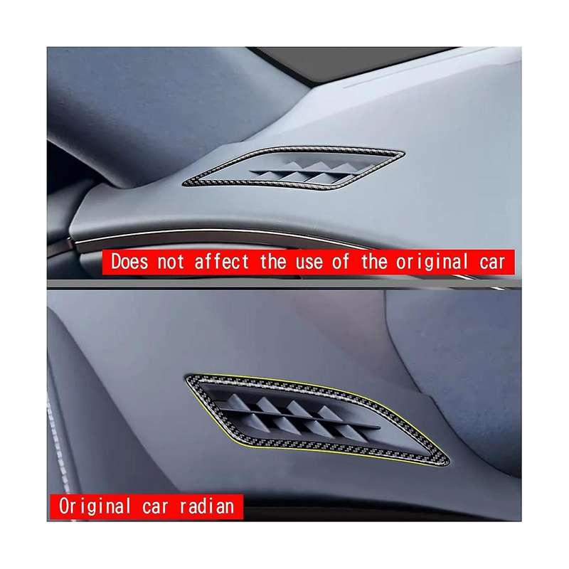 Car Carbon Fiber Pattern Front Dashboard Air Condition Vent Outlet Cover Trim for Alphard 40 Series