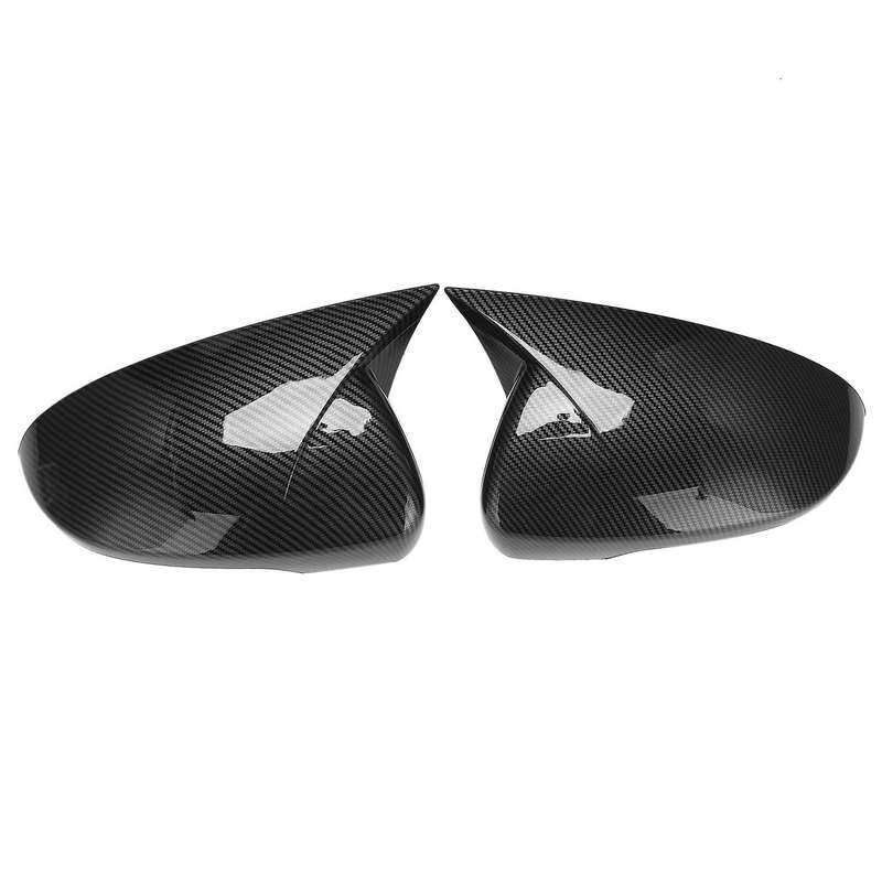 Car Carbon Fiber Ox Horn Rearview Side Glass Mirror Cover Trim Frame Side Mirror Caps for 2015-2020