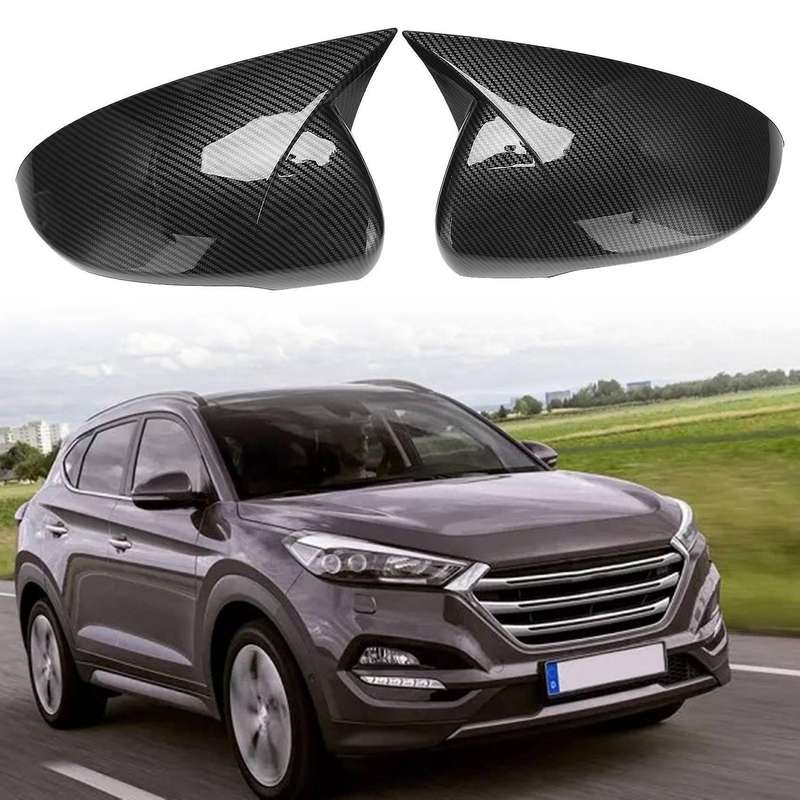 Car Carbon Fiber Ox Horn Rearview Side Glass Mirror Cover Trim Frame Side Mirror Caps for 2015-2020