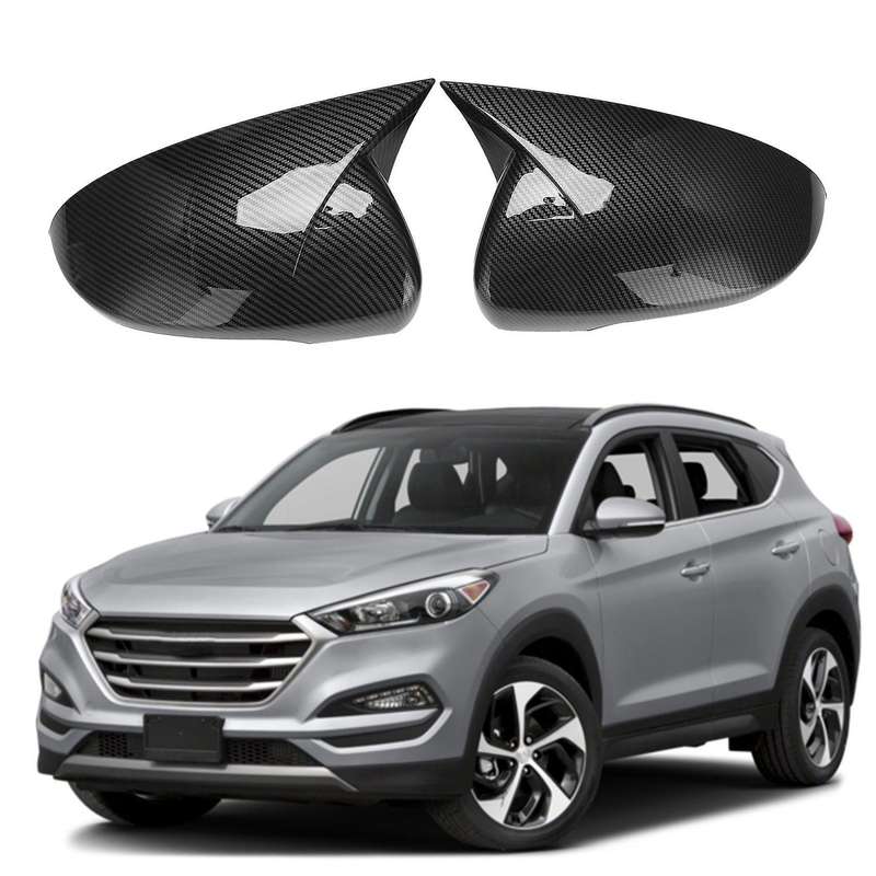 Car Carbon Fiber Ox Horn Rearview Side Glass Mirror Cover Trim Frame Side Mirror Caps for 2015-2020