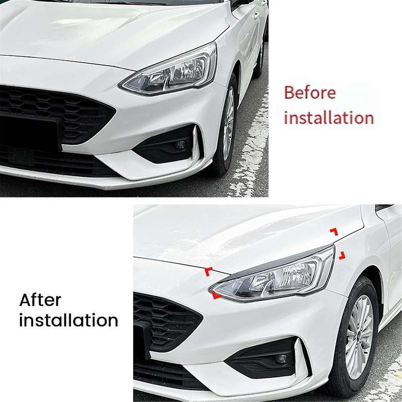 Car Carbon Fiber Pattern Headlight Lamp Eyebrows Cover Trim for Focus Mk4 2019-2021 Car Eyelids Lids