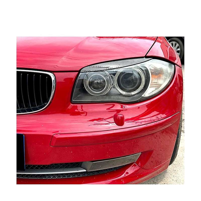 Car Carbon Fiber Pattern Headlight Lamp Eyebrows Cover Trim for 1 Series E81 E82 E87 E88 2008-2013