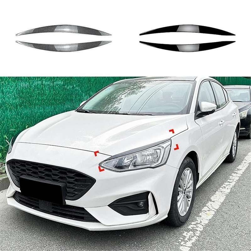 Car Carbon Fiber Pattern Headlight Lamp Eyebrows Cover Trim for Focus Mk4 2019-2021 Car Eyelids Lid