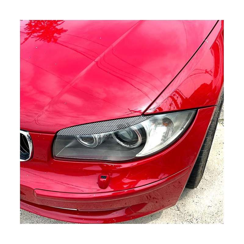 Car Carbon Fiber Pattern Headlight Lamp Eyebrows Cover Trim for 1 Series E81 E82 E87 E88 2008-2013 C