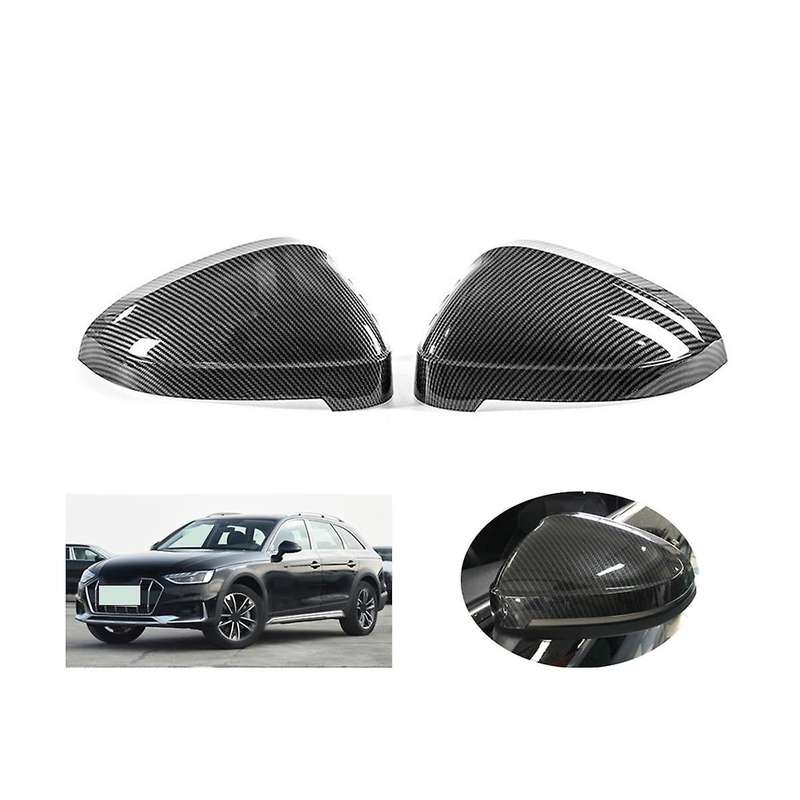 Car Carbon Fiber Pattern Rear Mirror Cover Shell Cap with Auxiliary Hole for A4l B9 2017-2021 8w0857