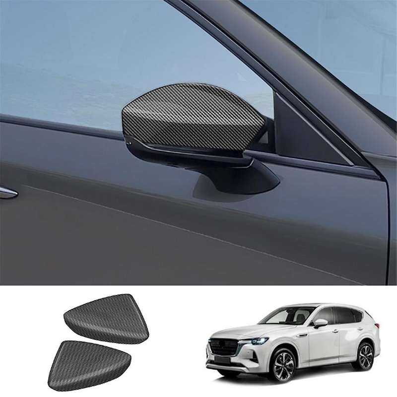 Car Carbon Fiber Pattern Rearview Side Mirror Cover Trim Frame Side Mirror Caps for -60 2022 2023