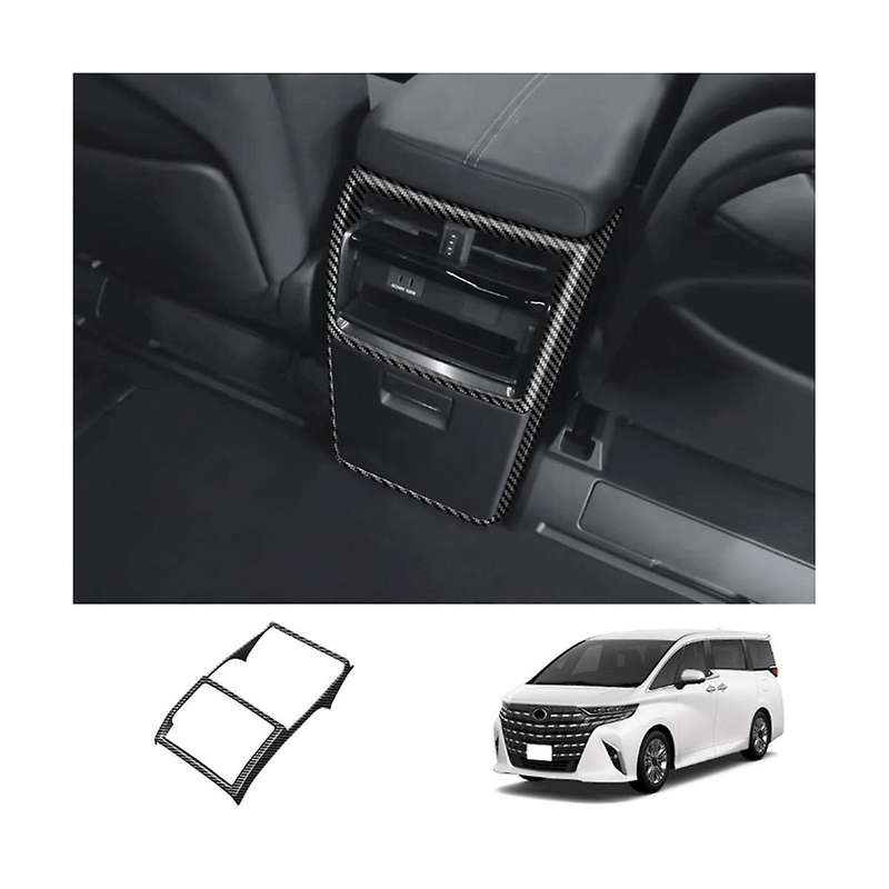 Car Carbon Fiber Rear Air Condition Vent Outlet Frame Anti-kick Panel Cover Trim for Alphard 40 Seri