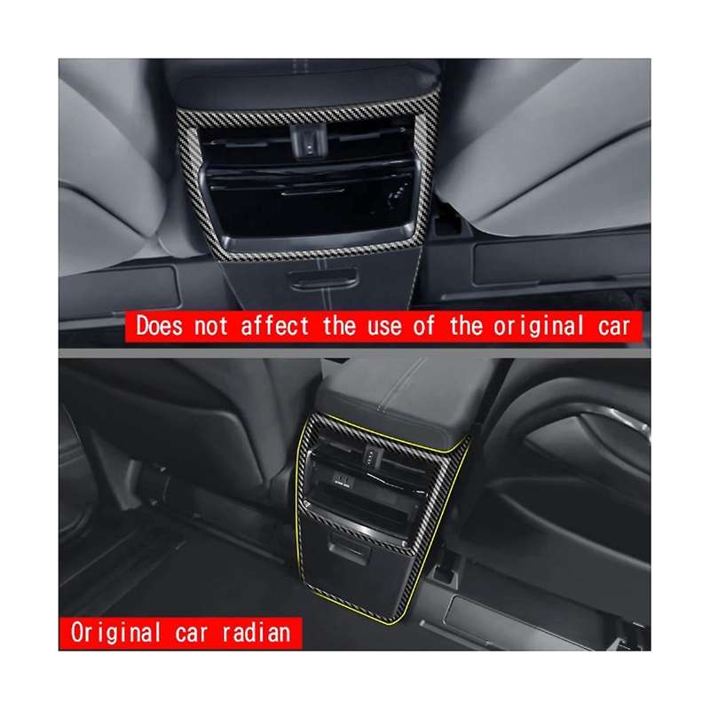 Car Carbon Fiber Rear Air Condition Vent Outlet Frame Anti-kick Panel Cover Trim for Alphard 40 Seri