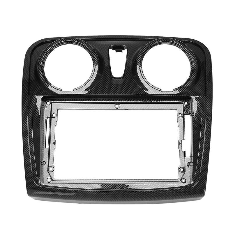 Car Carbon Fiber Radio Fascia for Sandero/SYMBOL 14-17 DVD Frame Plug Audio Fitting Adaptor Dash Tri