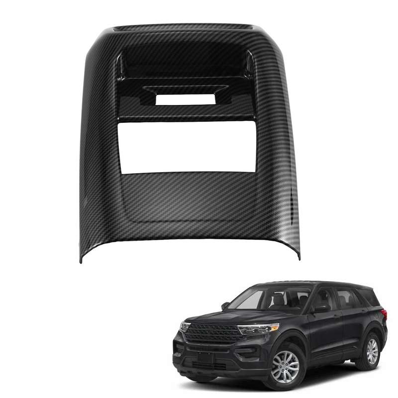 Car Carbon Fiber Rear Air Condition Vent Outlet Frame Anti-kick Panel Cover for Explorer 2022 2023
