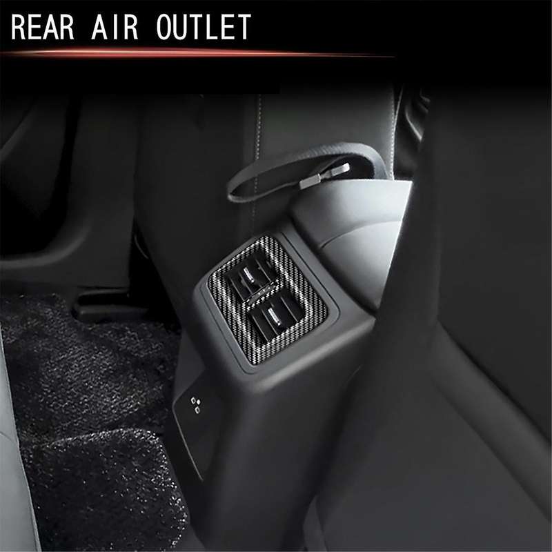 Car Carbon Fiber Rear Air Conditioner Vent Outlet Trim Inner Frame for -60 2022-2023 RHD Car Accesso