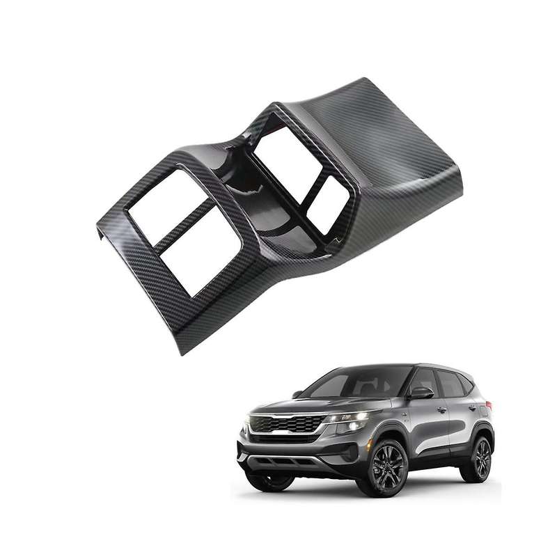 Car Carbon Fiber Rear Air Condition Vent Outlet Frame Anti-kick Panel Cover Trim for Seltos 2022 20