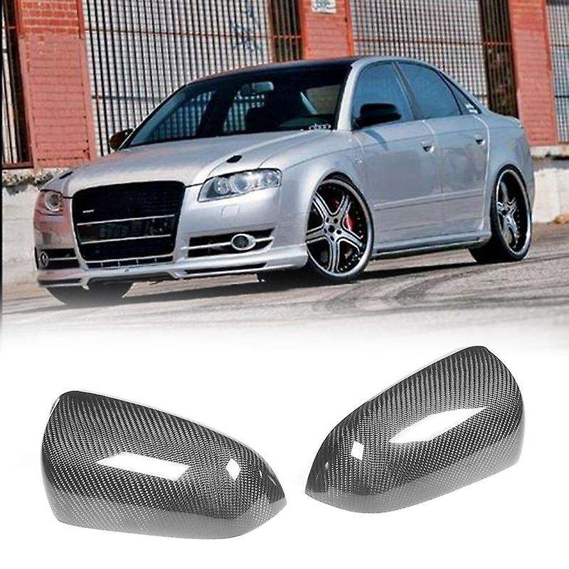 Car Carbon Fiber Rear Rearview Mirror Cover Caps Fit for  A3/ A4 B7 2005-2008