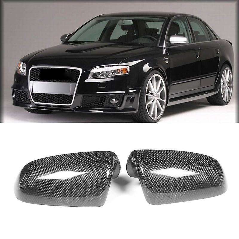 Car Carbon Fiber Rear Rearview Mirror Cover Caps Fit for  A3/ A4 B7 2005-2008