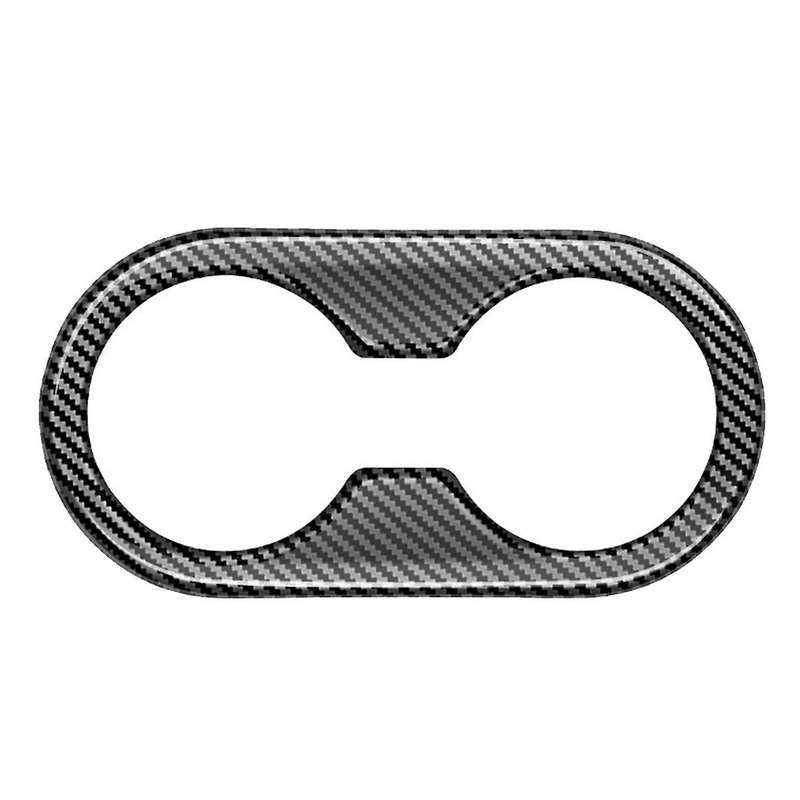 Car Carbon Fiber Rear Center Console Row Water Cup Holder Frame Cover Trim Car Accessories for -60 2