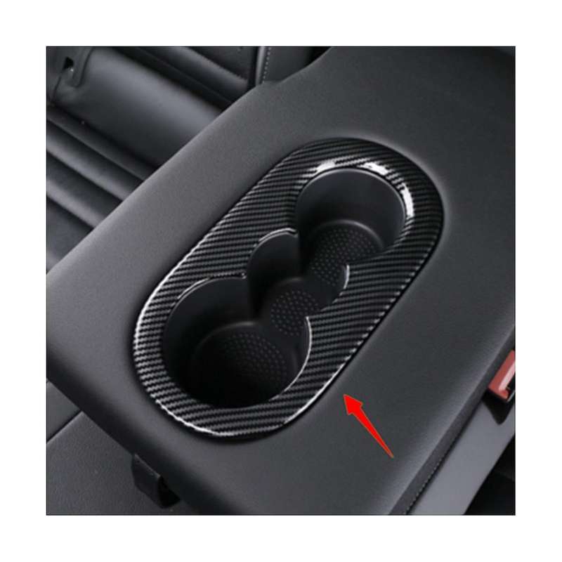 Car Carbon Fiber Rear Water Cup Holder Trim Sticker for 2018-2019