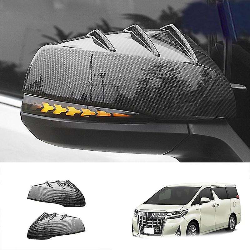 Car Carbon Fiber Rear View Rearview Side Glass Mirror Cover Trim Frame Side Mirror Caps for Alphard