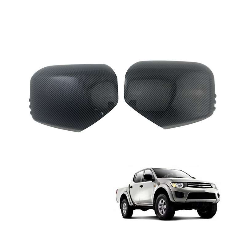 Car Carbon Fiber Rearview Side Glass Mirror Cover Trim Side Mirror Caps for L200 Triton 2006-2014