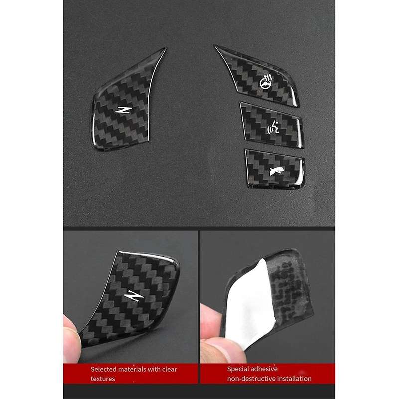 Car Carbon Fiber Steering Wheel Button Sticker Trim Cover for C8 2020-2023 Black Heated Button Deca