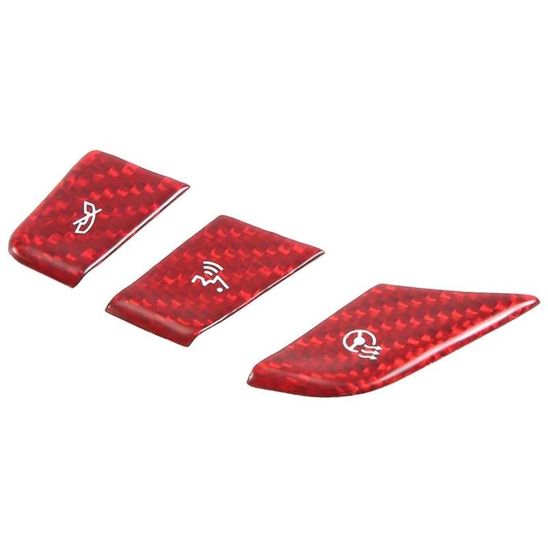 Car Carbon Fiber Steering Wheel Button Sticker Trim Cover for C8 2020-2023 Red Heated Button Decal