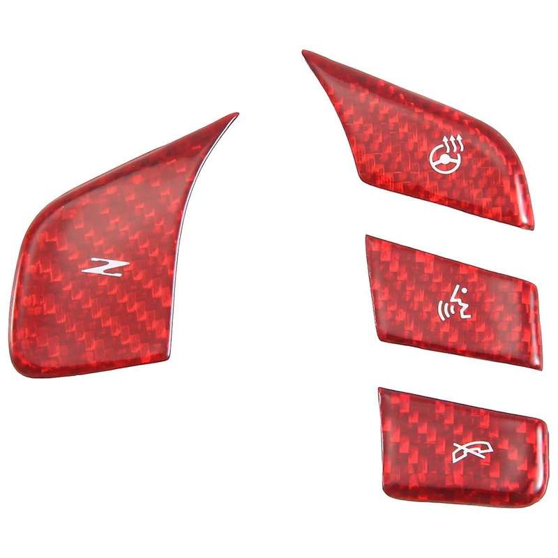 Car Carbon Fiber Steering Wheel Button Sticker Trim Cover for C8 2020-2023 Red Heated Button Decal