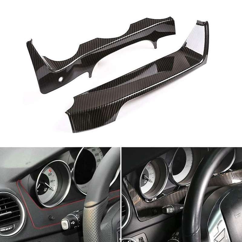 Car Carbon Fiber Steering Wheel Dashboard Panel Cover Frame Trim for C Class W204 2011 2012 2013