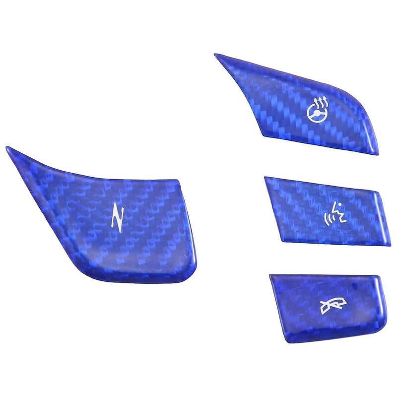 Car Carbon Fiber Steering Wheel Button Sticker Trim Cover for C8 2020-2023 Blue Heated Button Decal