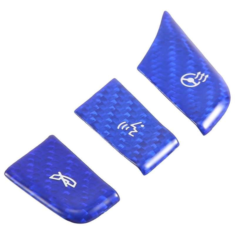 Car Carbon Fiber Steering Wheel Button Sticker Trim Cover for C8 2020-2023 Blue Heated Button Decal