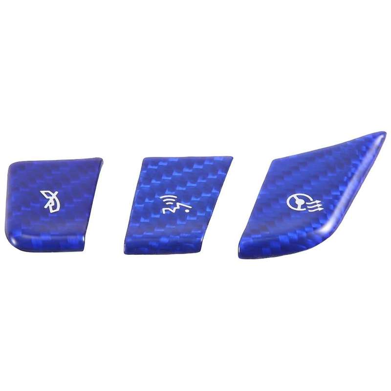 Car Carbon Fiber Steering Wheel Button Sticker Trim Cover for C8 2020-2023 Blue Heated Button Decal