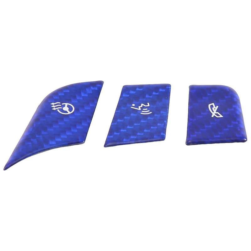 Car Carbon Fiber Steering Wheel Button Sticker Trim Cover for C8 2020-2023 Blue Heated Button Decal