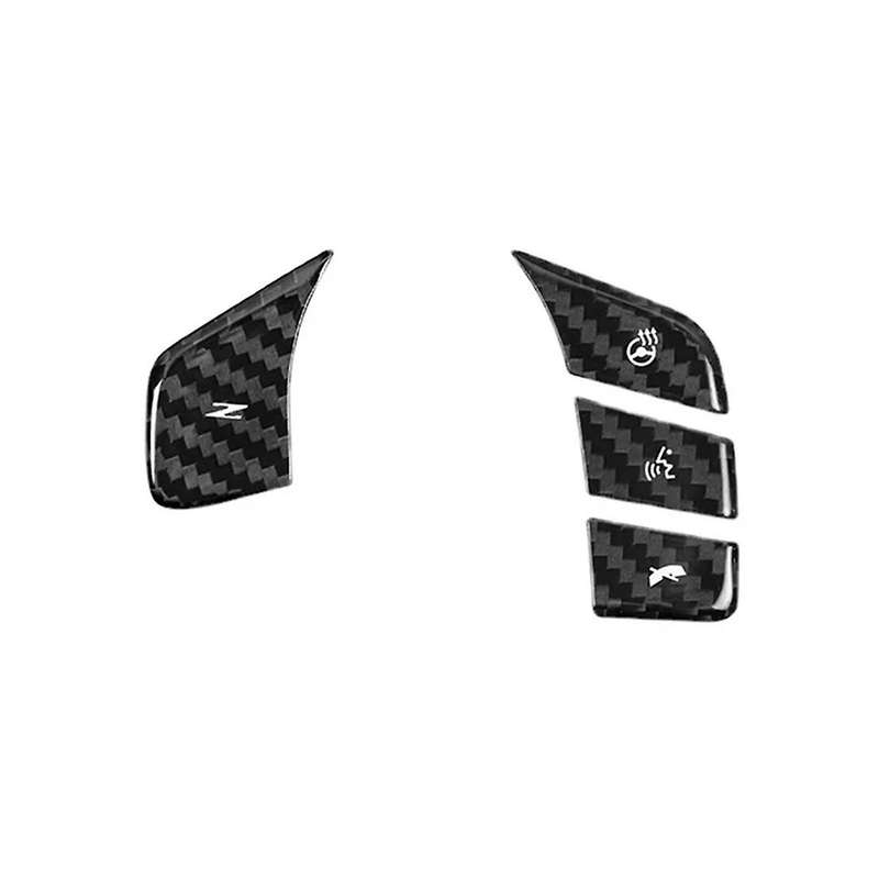 Car Carbon Fiber Steering Wheel Button Sticker Trim Cover for C8 2020-2023 Black Heated Button Decal