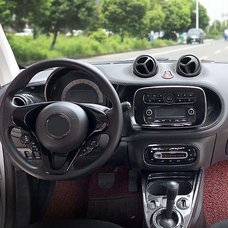 Car Carbon Fiber Steering Wheel Decoration Ring Cover Trim Sticker for Smart 453 Fortwo 2015-2020